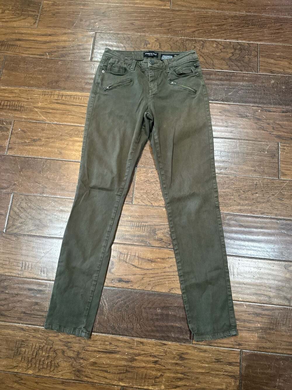Kenneth Cole New York Jess Skinny Moto Pants‎ Olive Green Size 2